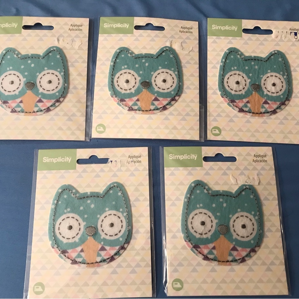 Teal Owl Iron-On Appliques - Set of 5 jean hat tote decor patch bird